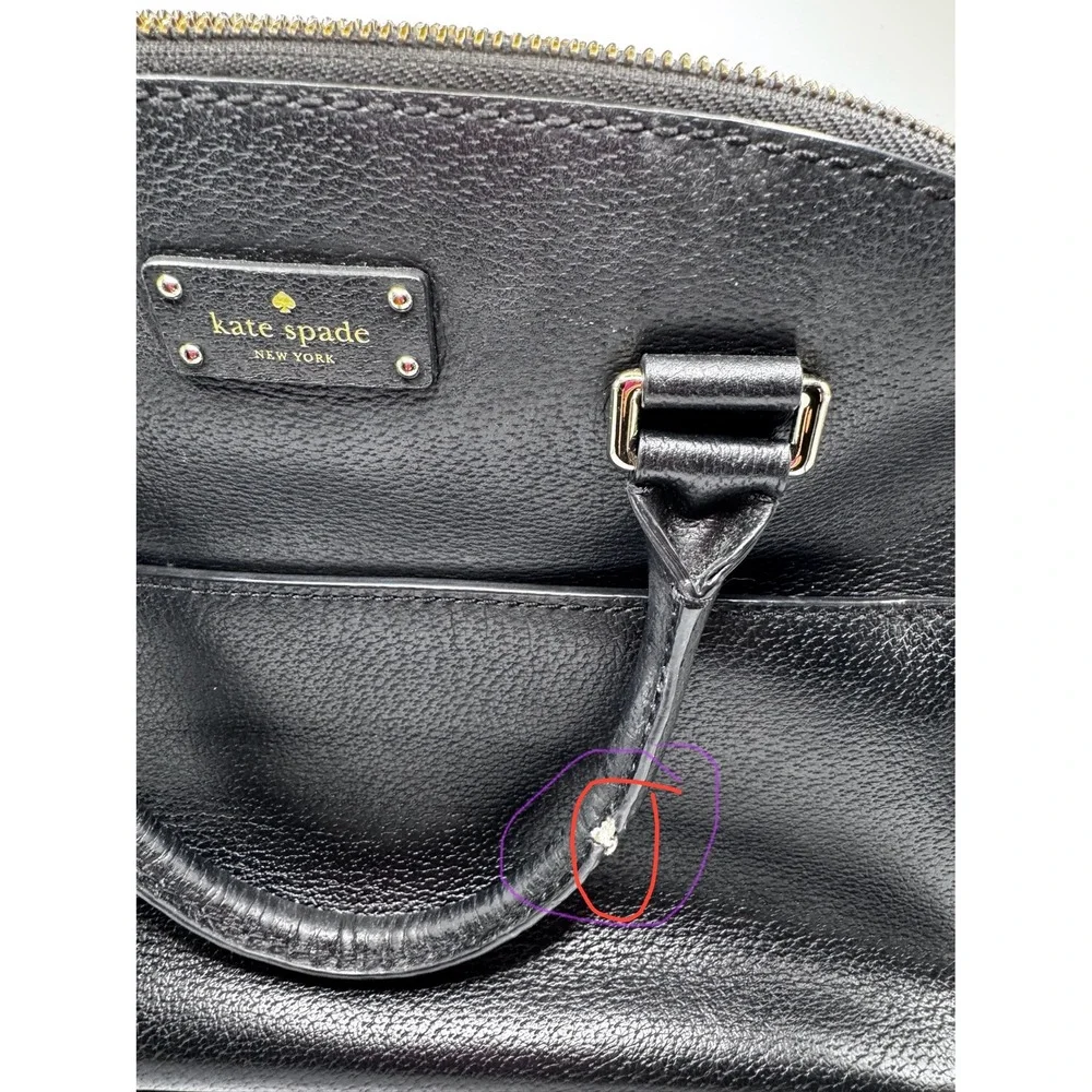 Kate Spade New York Black Leather Dome‎ Satchel Crossbody Bag Purse Handbag